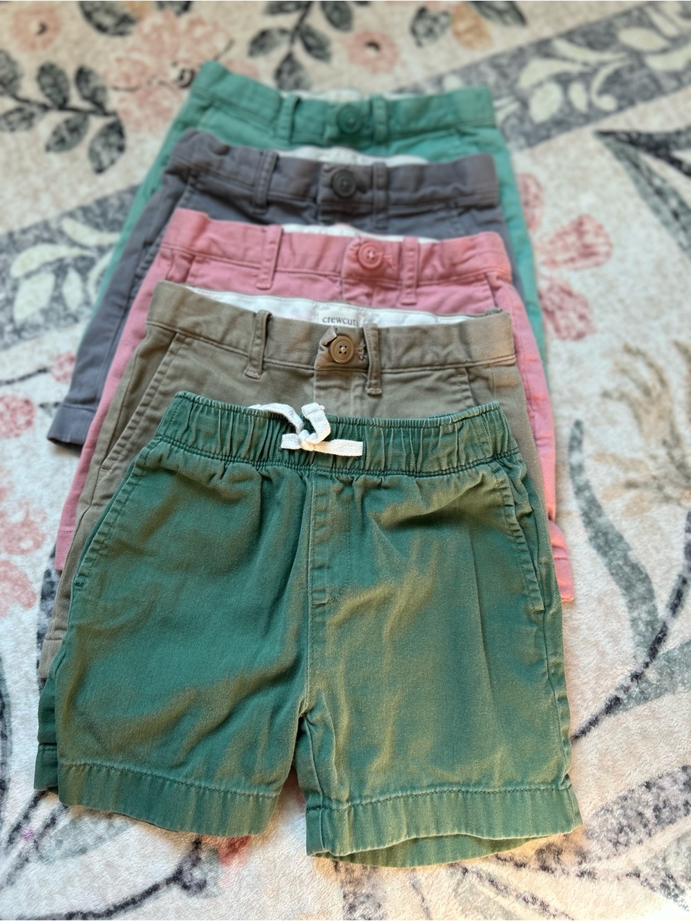 3T Lot of Crewcuts Boys Cotton Shorts Pack - Gray, Pink, Brown, Teal, Green